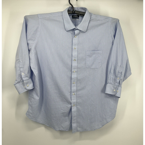 Chaps Other - Chaps Big Fit Dress Shirt 20 34/35 Blue Check Button Front Long Sleeve Classic